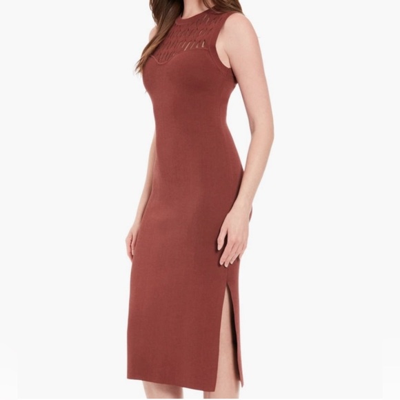 Illusion Yoke Sleeveless Midi Sweater Dress - Picture 3 of 4